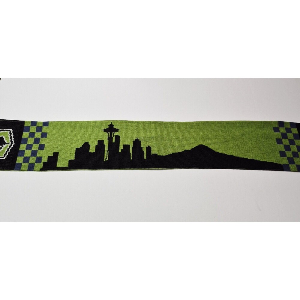 NWT Seattle Sounders FC Ruffneck Scarf MLS Checkered Skyline Green Black Soccer - Picture 6 of 10